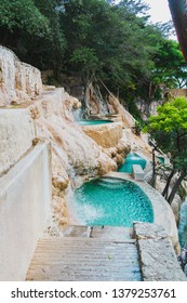 Infinity Pool With Clear Torquoise Water In Hidalgo Mexico On Bright Summer Day No People