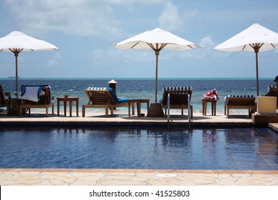 Infinity Pool In A Hotel Resort In The Maldives