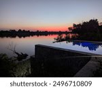 Infinity pool at sunset, Kafue National Park 