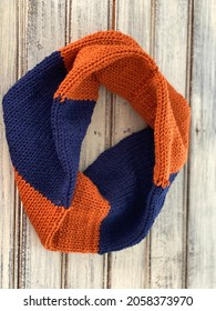 Infinity Scarf Orange And Navy Blue