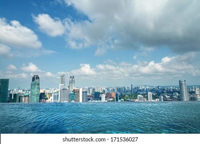 Infinity Swimming Pool Of The Marina Bay Sands In Singapore.