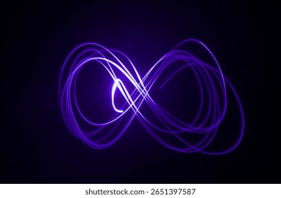 Infinity symbol created using a small blue light in the dark