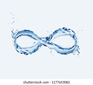 Infinity symbol made of water with bubbles around.