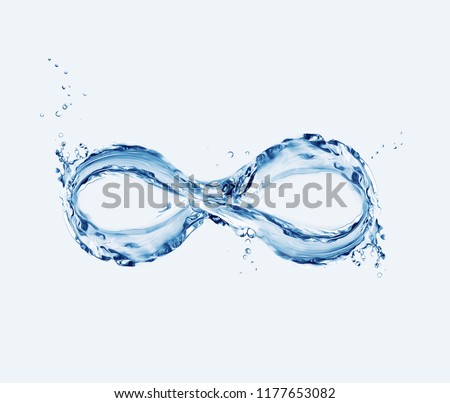 Infinity symbol made of water with bubbles around.