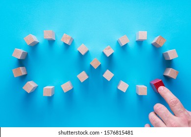 Infinity symbol on blue background.