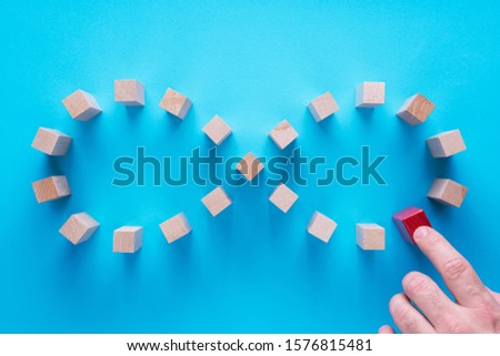 Infinity symbol on blue background.