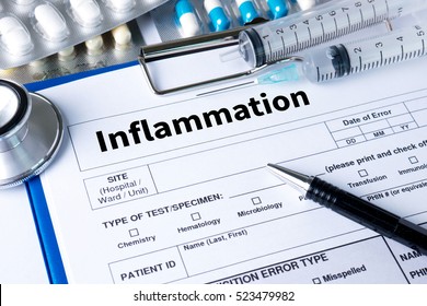 Inflammation   Joint inflammation concept  Medical Report , lymph glands , allergies. dermatology.