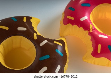 Inflatable Donuts For Pool Drinks (studio Shot)