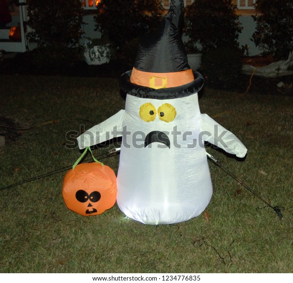 Inflatable Ghost Halloween Lawn Decoration Stock Photo Edit Now