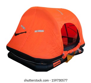 inflatable liferaft. Isolated over white background