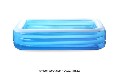 Inflatable Paddling Pool Blue, Without Water Empty. Pool Kiddy Isolate.