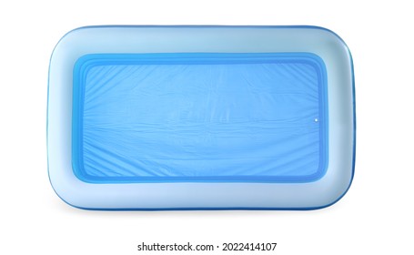 Inflatable Paddling Pool Blue, Without Water Empty. Pool Kiddy Isolate.