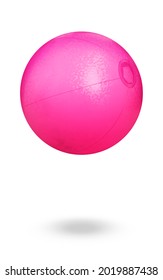 Inflatable Pink Beach Ball On White Background 