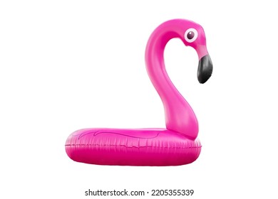 Inflatable Pink Flamingo Isolated On White Background.