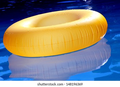 Inflatable ring in water.