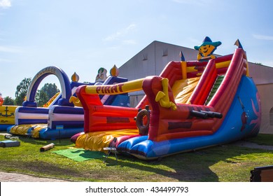 inflatable slide at the playground