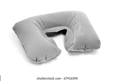 An Inflatable Travel Cervical Pillow Isolated On A White Background