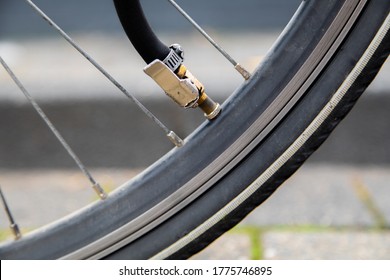 Inflate Flat Tire Of Bike By Tube With Through Car Valve