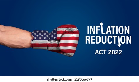 Inflation reduction act of 2022 with boxing gloves American flag theme. - Shutterstock ID 2193066899