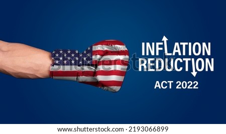 Inflation reduction act of 2022 with boxing gloves American flag theme. Foto stock © 