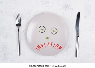 Inflation is standing on the plate, food shortage and starving because of the war ,famine, political issue, face with green peas 