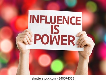 Influence is Power card with colorful background with defocused lights - Shutterstock ID 240074353