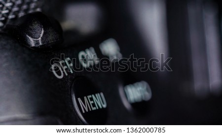 The info settings of the black camera on a macro shot used for photography