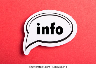 Info speech bubble isolated on the red background.
