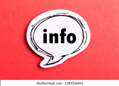 Info speech bubble isolated on the red background. - Shutterstock ID 1383356453