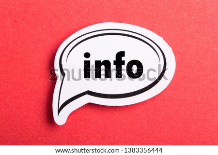 Info speech bubble isolated on the red background.