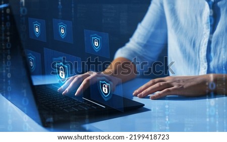 Information and cyber security Technology Services. Internet Technology.Network security system. Personal Data information.