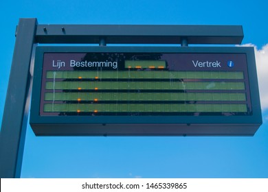 Information Panel With Dutch Bus Departure Times,electronic Bulletin Board