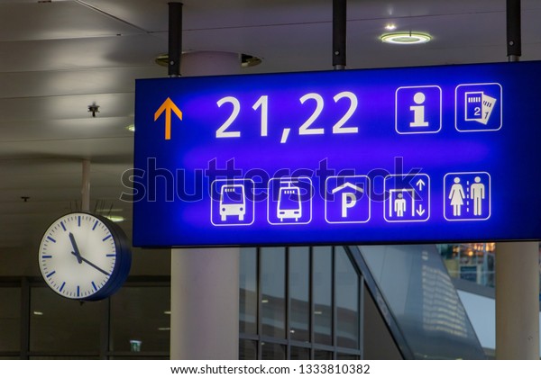 Information Signs Clock Hang On Ceiling Stock Photo Edit Now