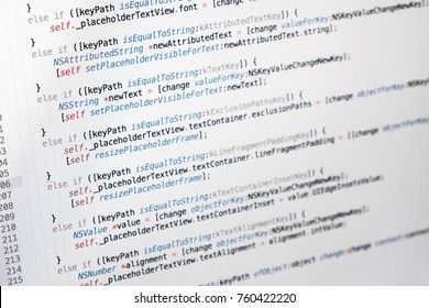 Information technology concept. Coding script text on screen. Programming code abstract screen
