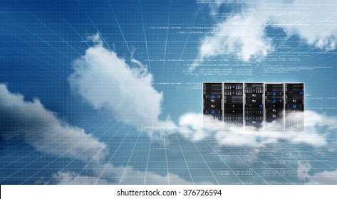 Information technology concept. Conceptual image of Internet Cloud server cabinet