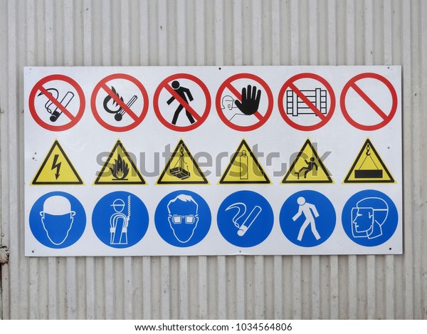 Informative Panel Prohibitive Permissive Signs Attached Stock Photo ...