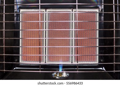 Infrared Gas Heater With Flame Close-up