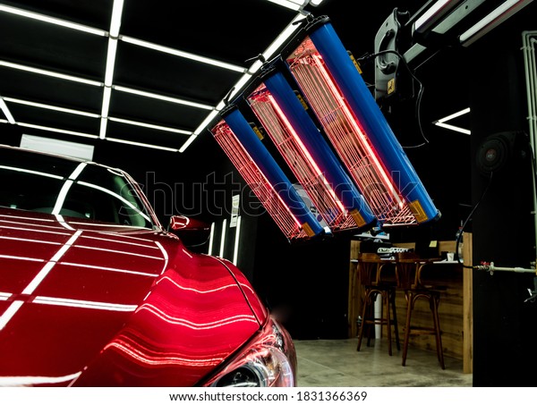 Infrared lamps for drying of car body parts after\
applying save gloss\
coating