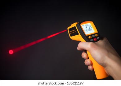 Infrared Laser Thermometer In Hand