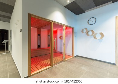 Infrared light sauna interior in hotel spa center
