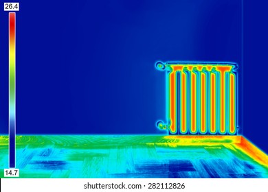 Infrared Thermal Image of Radiator Heater in room