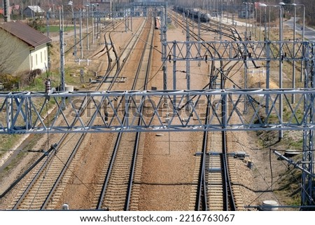 Infrastructure of the railway industry, tracks and railway traction in the Polish countryside ストックフォト © 