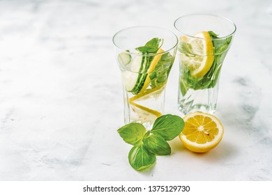 Infused Water With Lemon, Cucmber And Basil