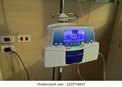 Infusion Pump For Intravenous Fluid Line For  Emergency Room, Recovery Room, Operation Room, Medical Concept