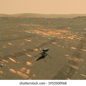 NASA’s Ingenuity helicopter on Mars surface. Elements of this image furnished by NASA JPLCaltech MSSS - Shutterstock ID 1953500968