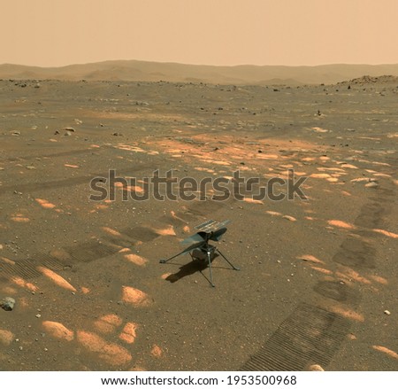 NASA’s Ingenuity helicopter on Mars surface. Elements of this image furnished by NASA JPLCaltech MSSS