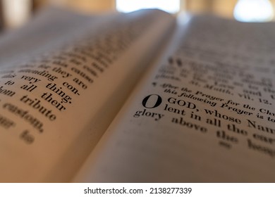 Inglesham, United Kingdom - March 20, 2022: Close-up Of The Holy Bible In An Ancient Church, God