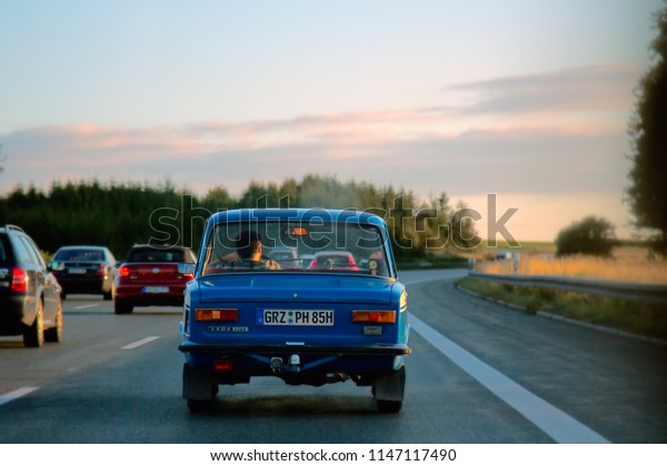 Ingleshtadt, Germany - 10.09.2017: Russian car\
Lada on the roads of\
Germany