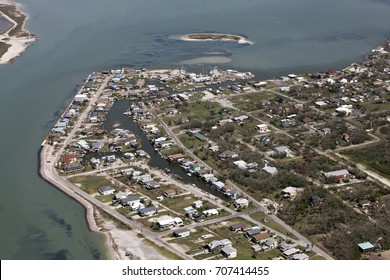 Ingleside On The Bay After Hurricane Harvey From The East Aerial