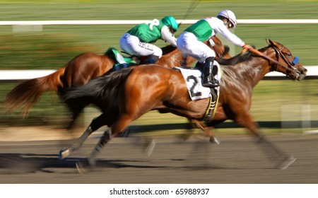 INGLEWOOD, CA - NOV 26: Jockey Joel Rosario Pilots Gilded Gem To Victory In An Allowance Race At Hollywood Park On Nov 26, 2010 In Inglewood, CA.